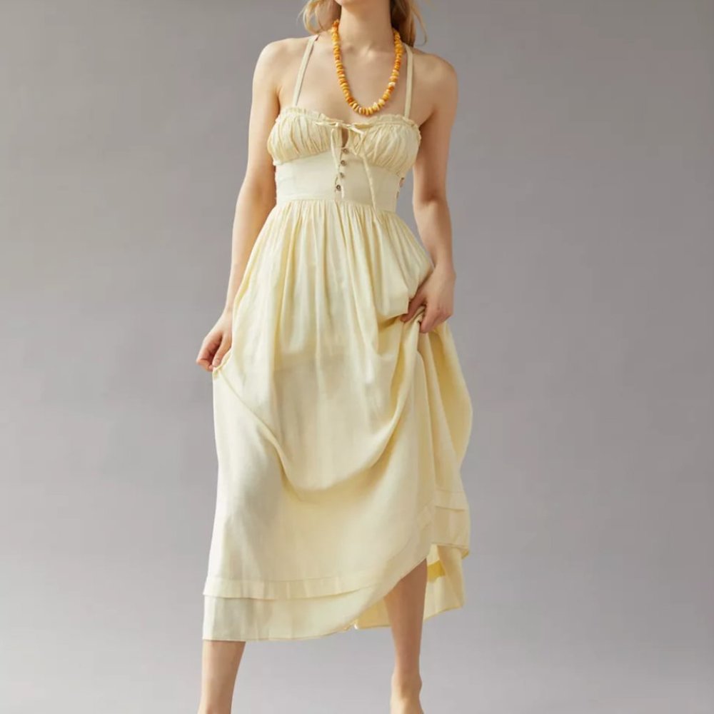 COPY - NWT Urban Outfitters Cora Linen Open Back Midi Dress / Size S